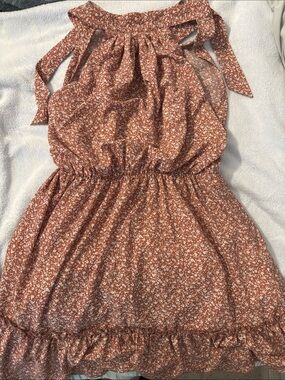 Rust Floral Halter Sundress